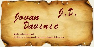 Jovan Davinić vizit kartica